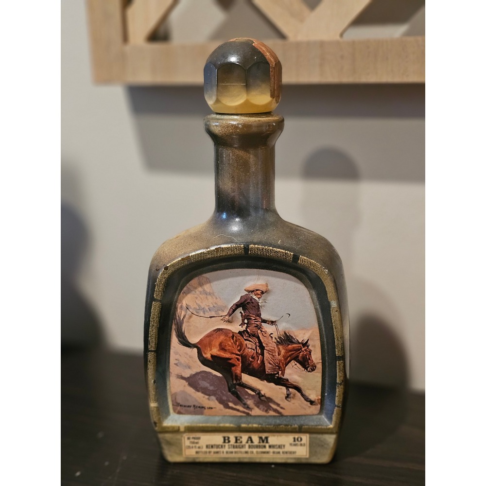 Vintage Jim Beam Decanter Frederic Remington The Cowboy Bourbon Whiskey Bottle
